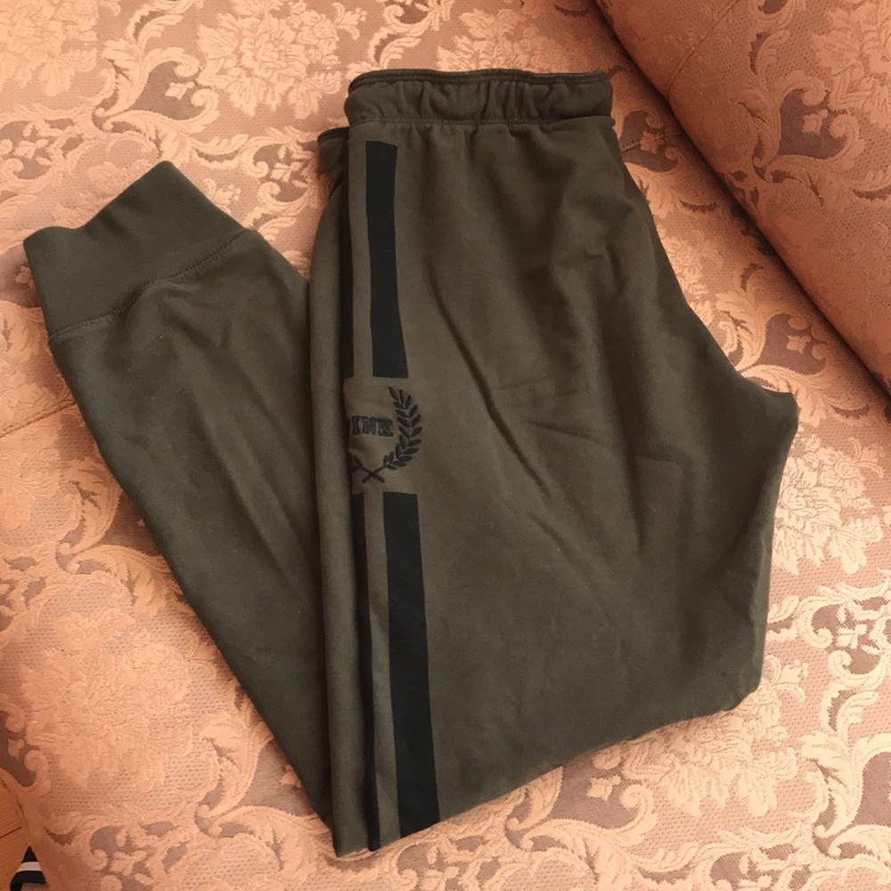 Vintage Dark Green PINK Victoria Secret Joggers